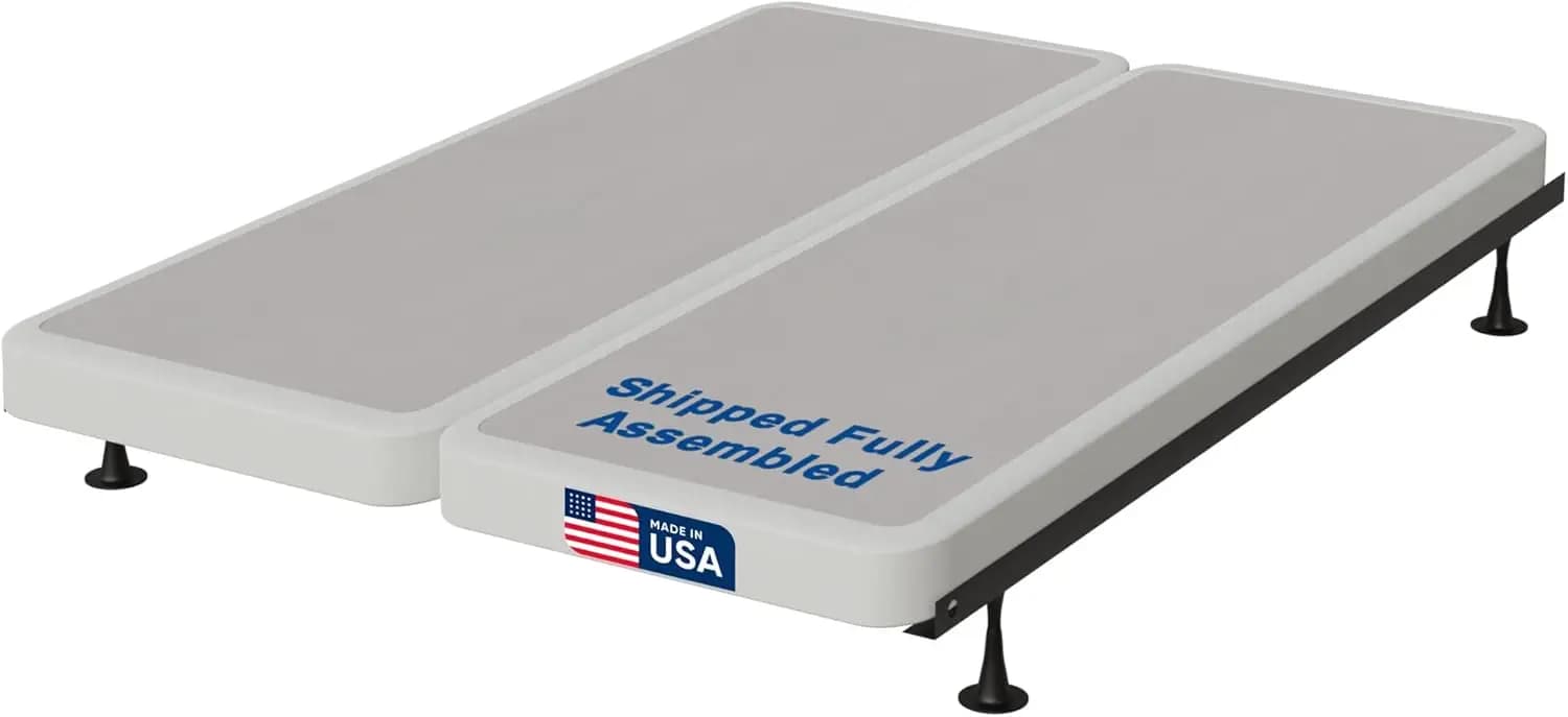Base per letto matrimoniale, materasso in legno da 4 pollici, bianco - Prodotto artigianalmente negli USA, silenzioso, senza rumore, completamente assemblato