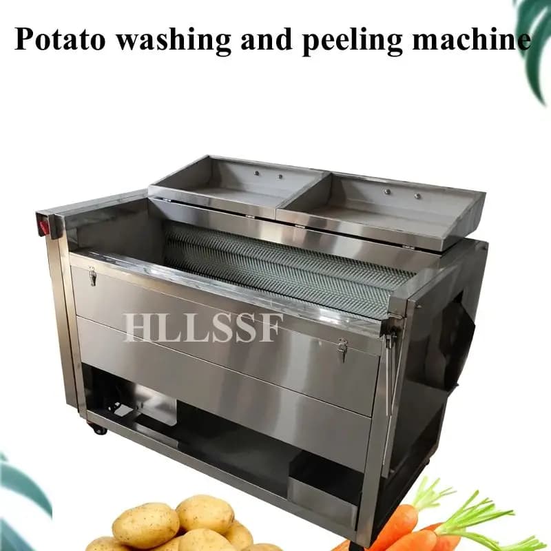 Automatic Commercial Vegetable Washing Peeling Machine High Pressure Roller Brush Potato Cassava Cleaning