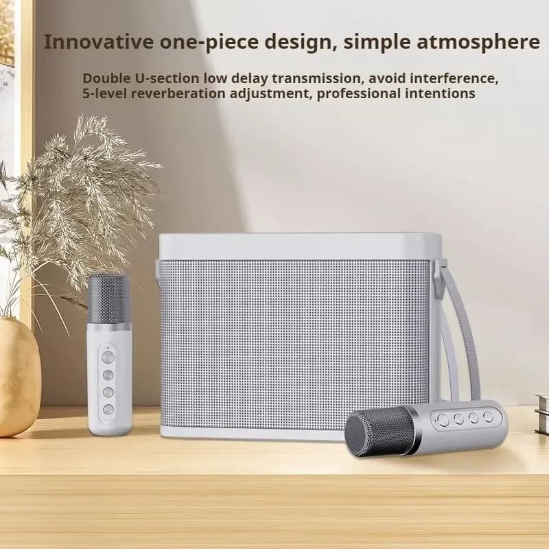 120W Powerful Wireless Portable Dual Microphone Bluetooth Speaker Hifi Sound Family Party Karaoke Subwoofer Boombox gift for kid