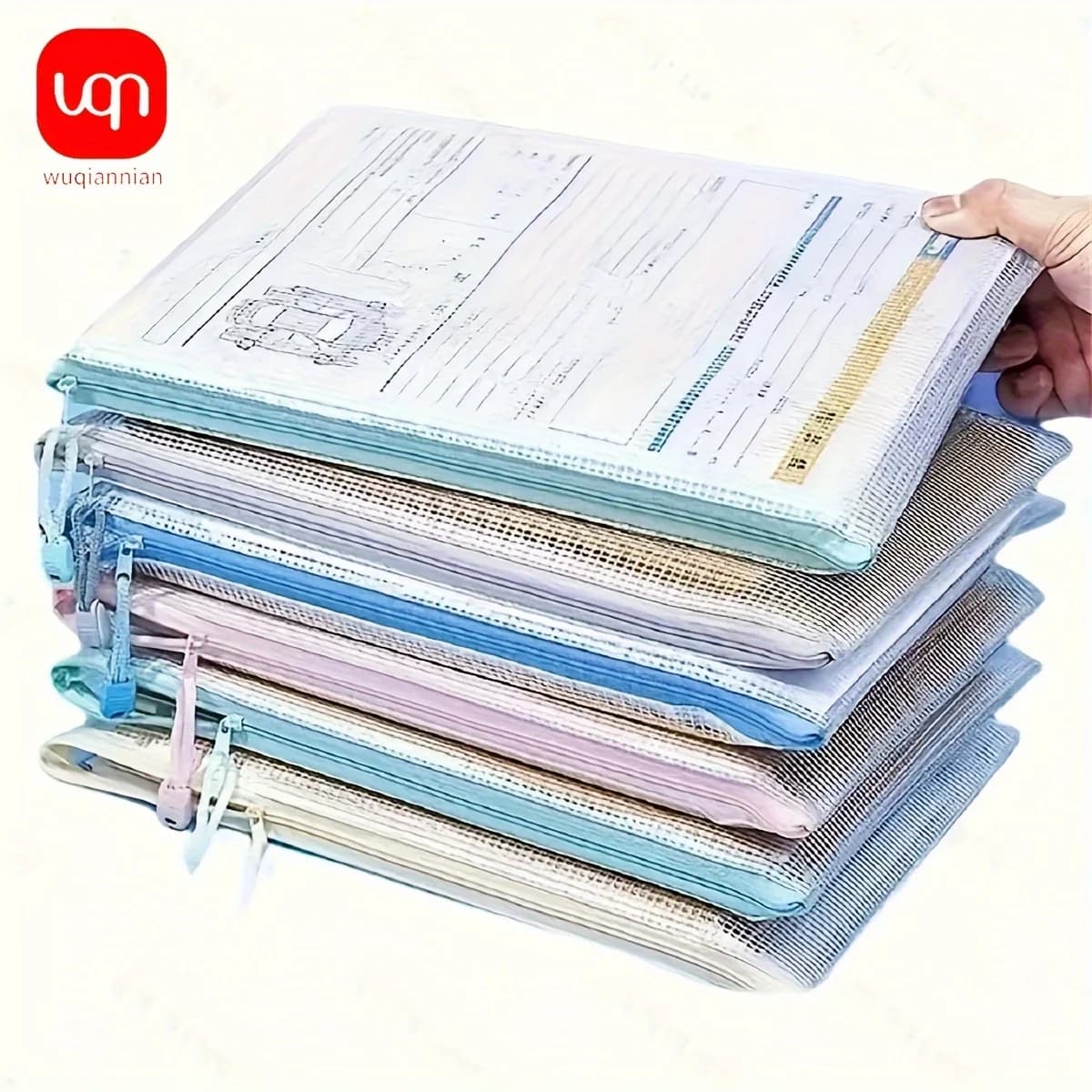 6pcs Mesh Zipper Pouch borsa per documenti cartelle con cerniera impermeabile A4 forniture per ufficio scolastico astuccio per matite borse portaoggetti