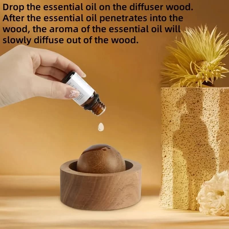 Solid Wood Spherical Essential Oil Diffuser Car Home Made of Wood Mini Cute Natural Fragrance Diffuser Suitable for Bedroom