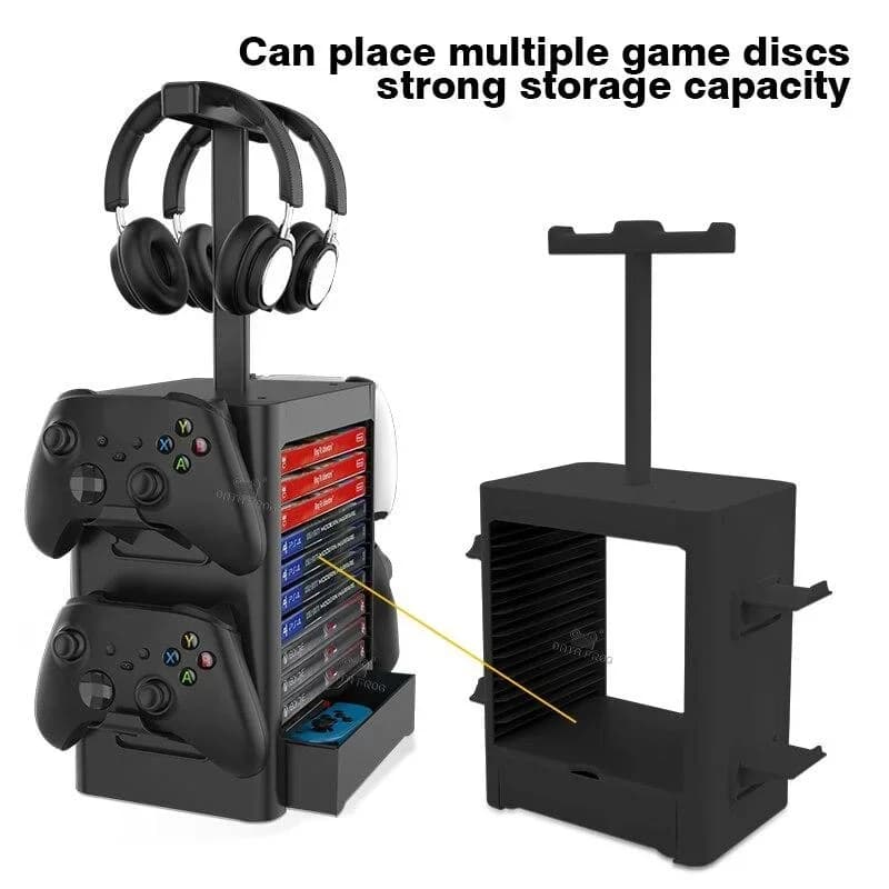 Supporto da gioco multifunzionale per serie Switch / PS5 / PS4 / Xbox - Staffa di archiviazione per dischi e cuffie