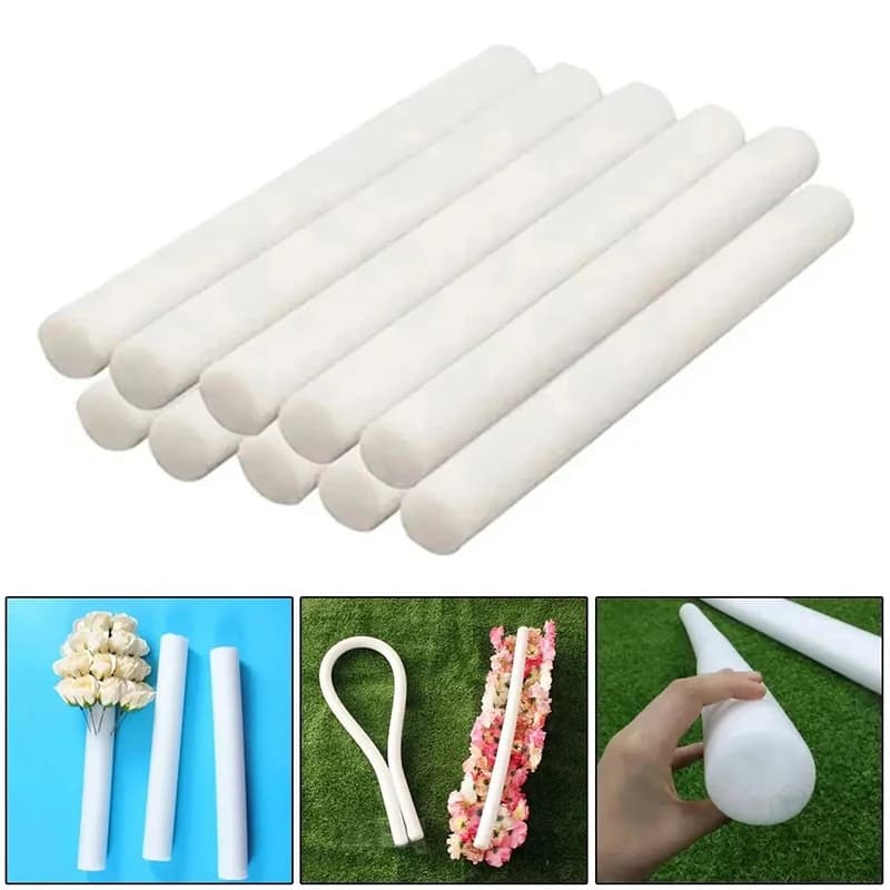 1 Pezzo Base Cilindrica Bianca in Schiuma per Composizioni Floreali Matrimonio, Bastoncino Solido in Spugna Floreale per Tende, Oggetto Scenico per Eventi e Feste