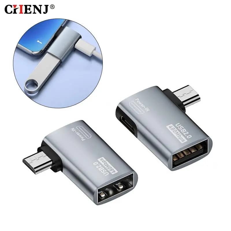 Adattatore per cavo OTG adattatore Micro USB OTG da 90 gradi per Fire Stick TV Micro USB a USB OTG con alimentatore ad angolo sinistro destro