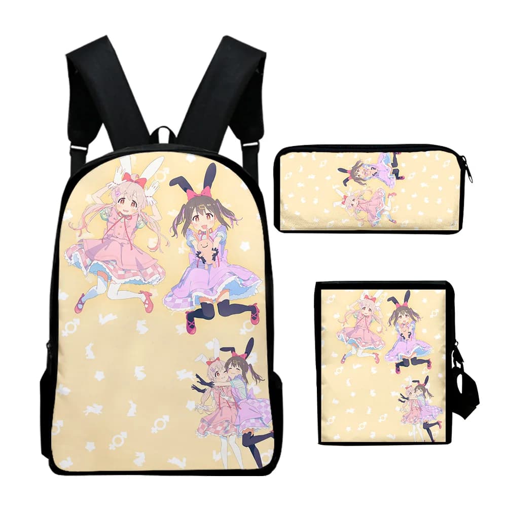 Hip Hop Onimai Ora sono la tua sorella Anime Stampa 3D 3 pezzi / set Borse da scuola Zaino per laptop Zaino Borsa a tracolla inclinata Astuccio