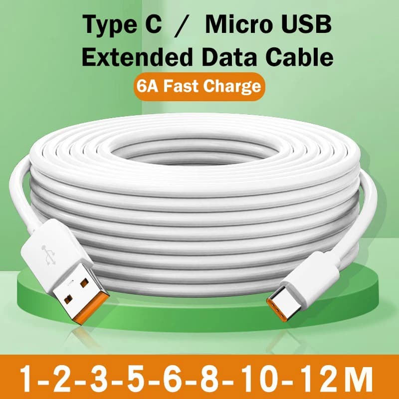 Quick charging cable USB C 66W 1M 2M 3M 8M 10M 12M Type C Universal data cable for port device for Huawei Xiaomi Samsung Camera PS5