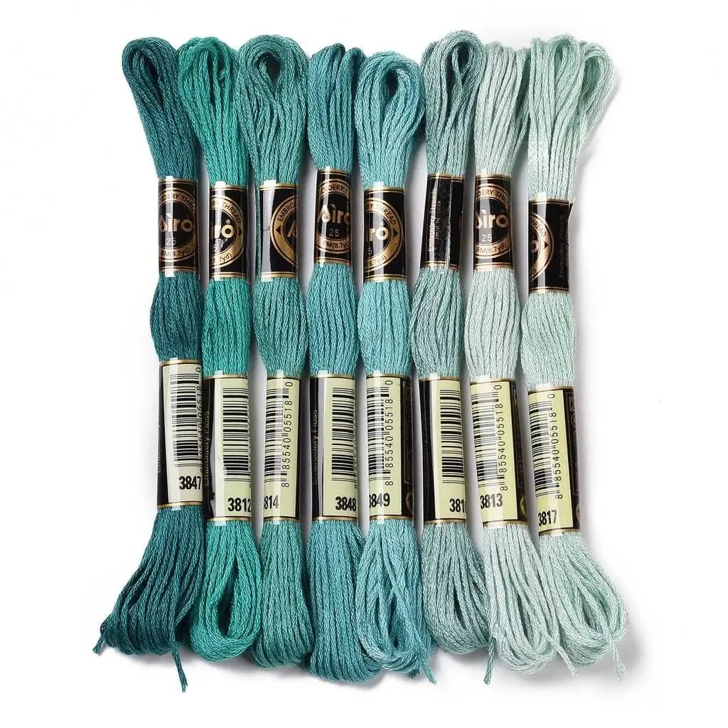 1Set 8 Skeins 0.5mm 6-Ply Polyester Embroidery Floss Cross Stitch Threads for Beading Supplies About 8.75 Yards(8M)/Skein