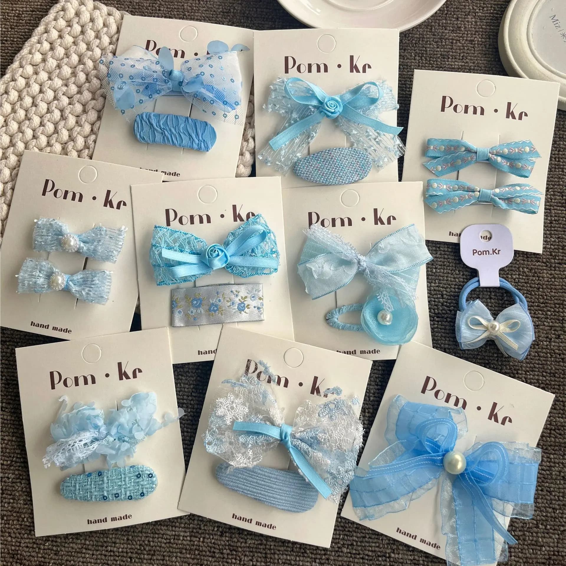 2pc Cute Blue Color Baby Lace Hair Clips Sequin Bowknot Hair Pins Kids Hairpins Pearl BB Barrettes for Girls Hair Accessories