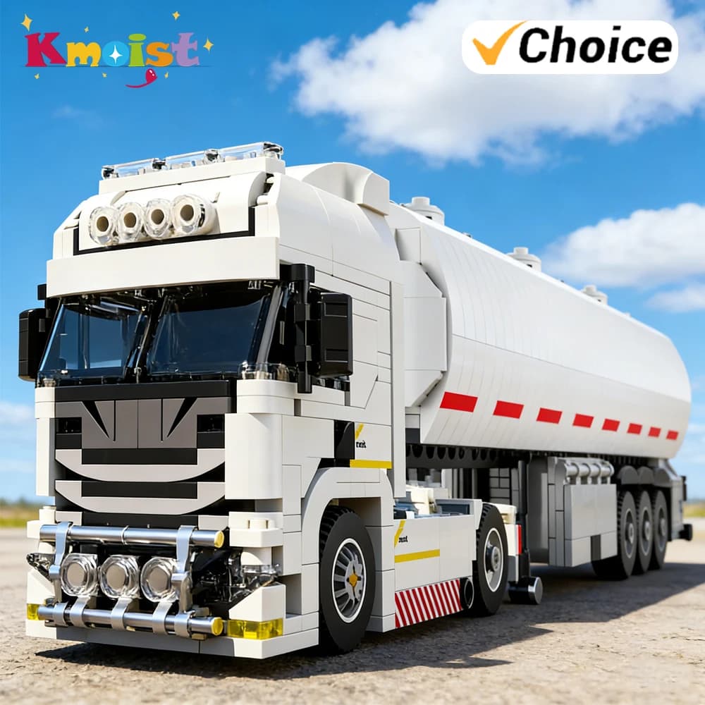 Camion giocattolo con container collegabile, modello di rimorchio, mattoncini educativi fai-da-te per bambini, regalo di compleanno per bambini