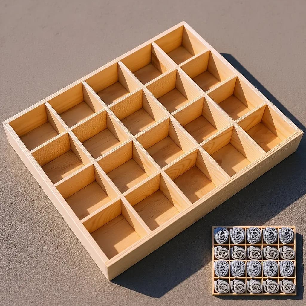 Organizer in Pino at 20 Departments for Socks, Intimate Linen Container, Home Decoration Storage Box