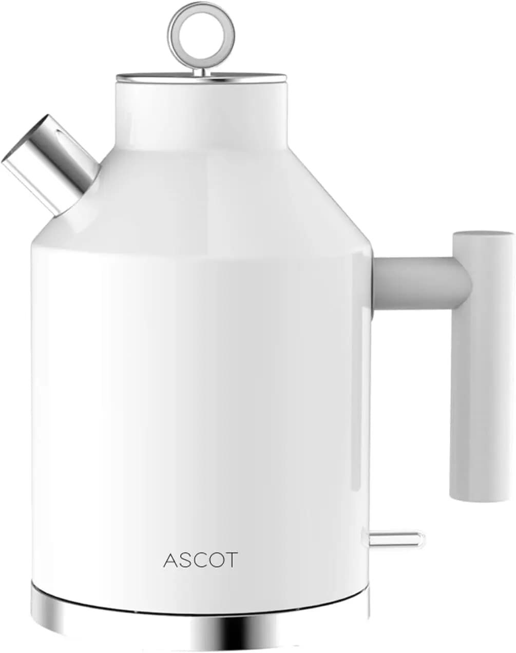 Bollitore elettrico retrò in acciaio inossidabile, 1,5 litri 1500W con spegnimento automatico e protezione contro l'ebollizione a secco, colore bianco
