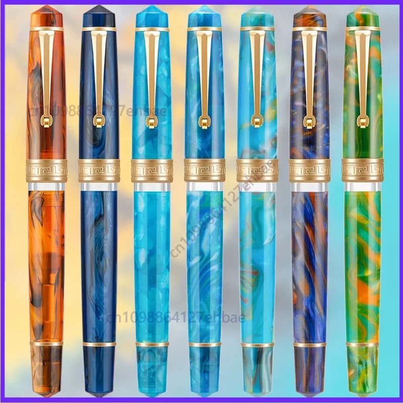 For Asvine P20 Smooth Fountain Pen with Piston Filler, Acrylic, Beautiful EF/F/M Patterns, Nib with Gold Clip, Writing