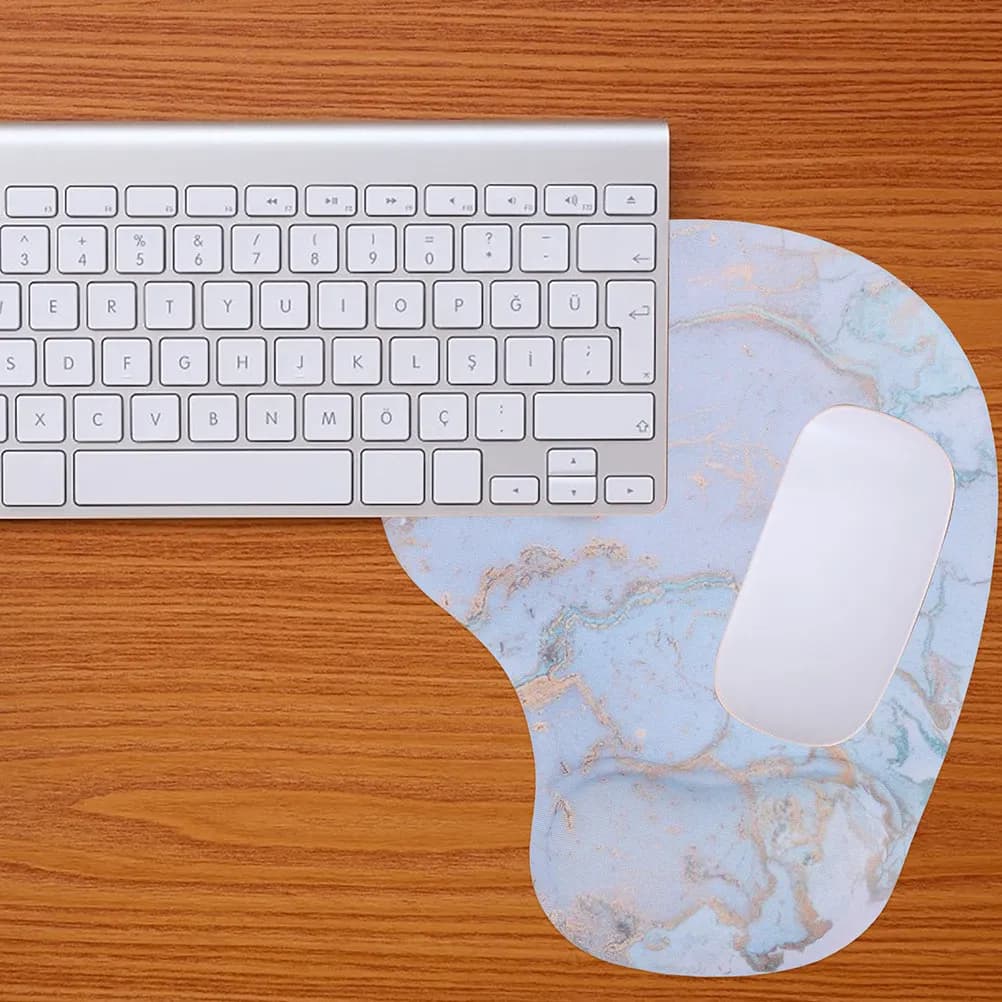 Set di 2 Tappetini per Mouse in Marmo Antiscivolo, Cuscino Ergonomico per Gaming con Supporto per Polso, Tappetino da Scrivania per Computer Portatile e Ufficio