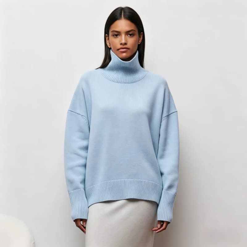 New Autumn and Winter Women's Turtleneck Solid Color Long-sleeved Sweater Fashion Knitwear Loose Casual Office Pullover Shirt 80