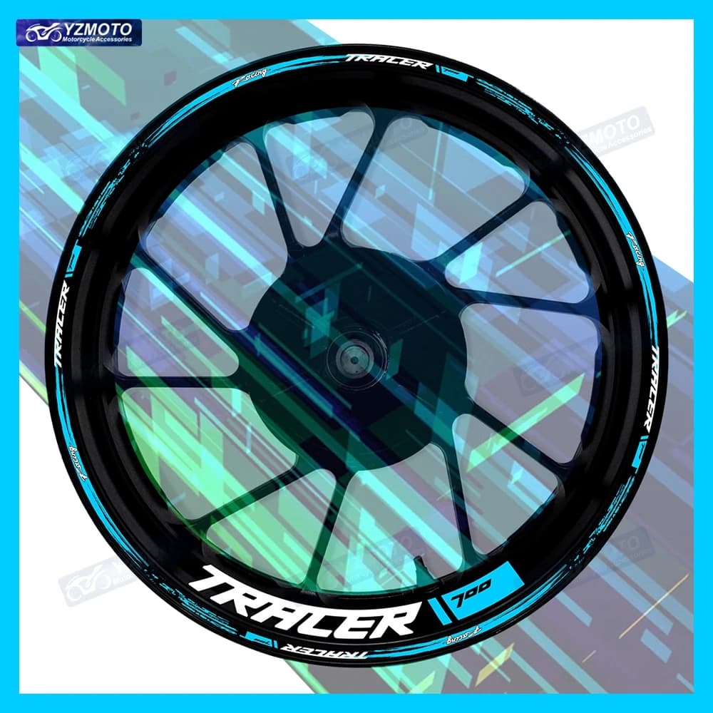 Per TRACER 700 Moto 17 Pollici Anteriore Ruota Posteriore Adesivo Da Corsa Decalcomania Riflettente Impermeabile Decorativo Mozzo Della Banda Cerchio Adesivi