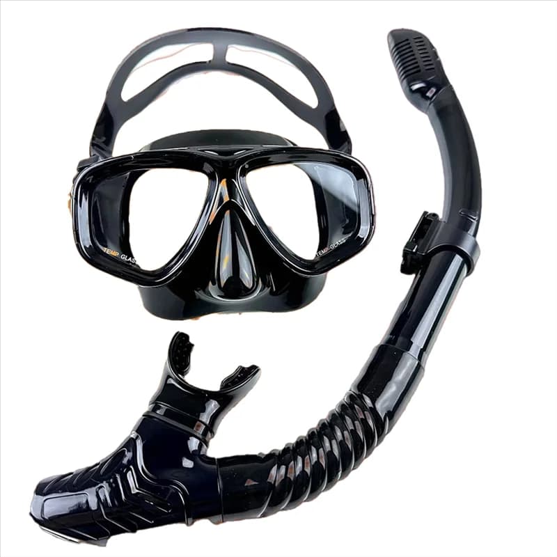 HOES-Snorkeling mask with double lens for adults 18+ years, diving glasses set with respiratory tube with silicone skirt