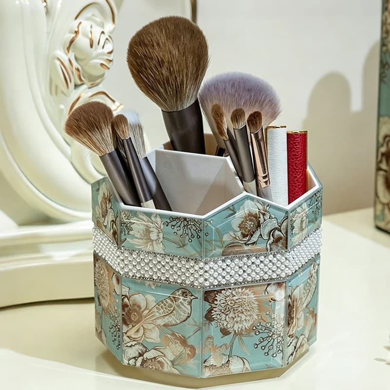 Rotating Cosmetic Brush Storage Organizer Lipsticks Eyeshadow Collection Makeup Brush Holder for dresser