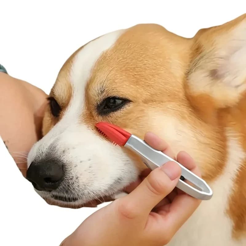 Cat and dog tear stain cleaner, eye cleaning kit with soft brush and clips