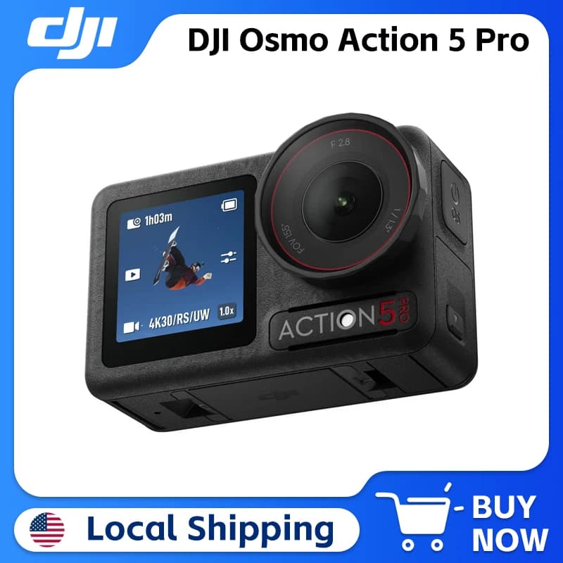 DJI Osmo Action 5 Pro: Videocamera d'Azione Rivoluzionaria con Qualità d'Immagine Superiore, Potente Sensore All-New da 1/1.3″, 4 Ore di Autonomia Estesa
