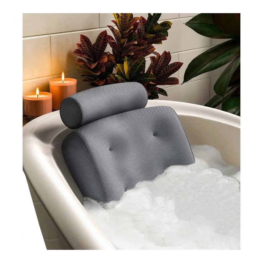 Cuscini da bagno per vasca con supporto per testa e collo, cuscino antiscivolo per vasca con ventose, rete ad asciugatura rapida, gancio per asciugatura, per Jacuzzi e Spa