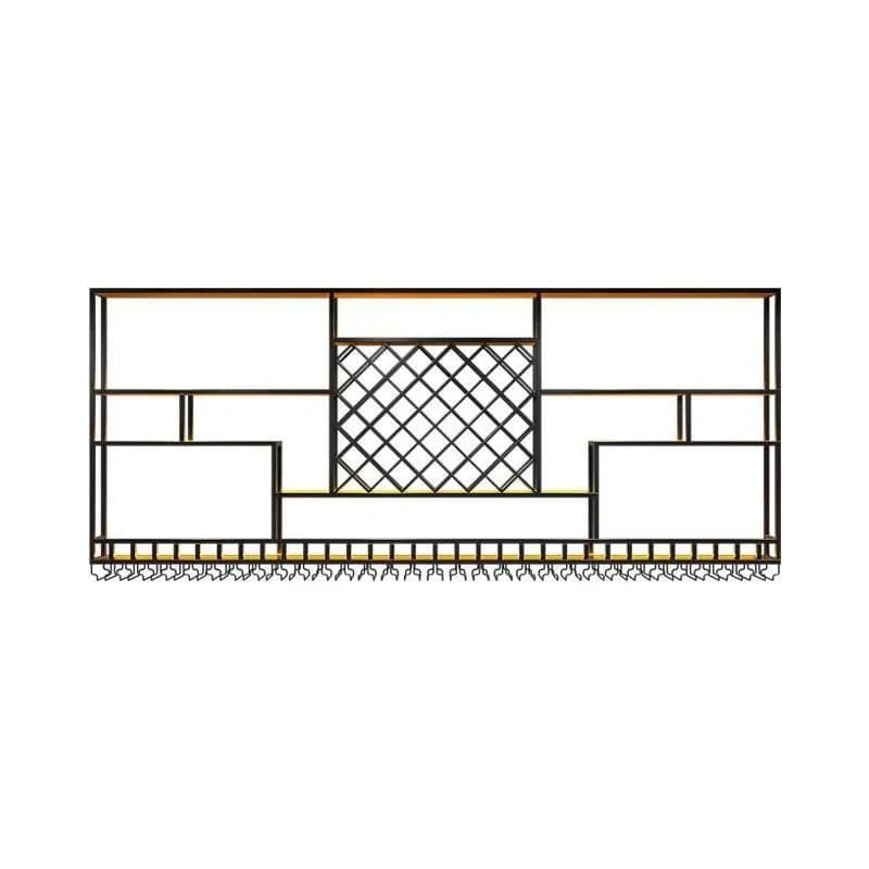 Tipo da parete con armadietto per vino leggero Scaffale creativo Bar Bancone bar Portabottiglie da parete in ferro battuto Portabottiglie per vino rosso