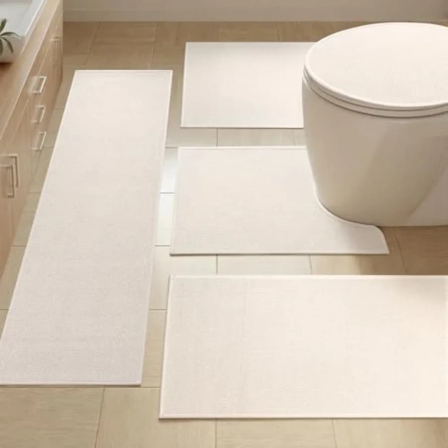 Set di Tappetini da Bagno Ultra Sottili, Assorbenti e Antiscivolo, Lavabili per Bagno, Doccia, Lavanderia