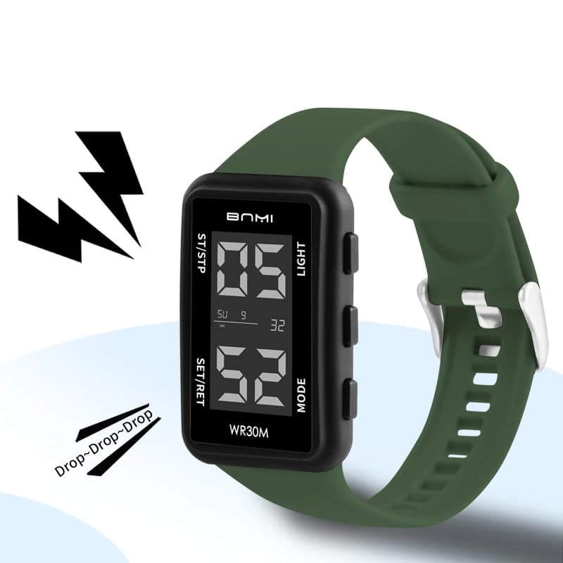 Multifunctional Rectangular Men's Electronic Watch Waterproof 30m LED Display Sports Watch Digital Wrist Watch