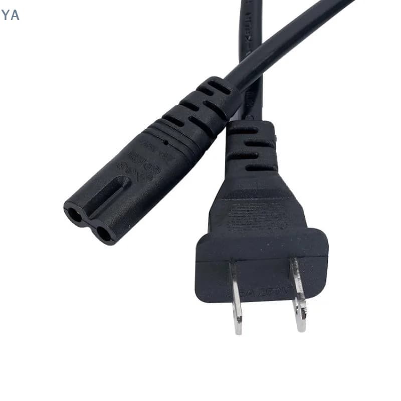 【YA】Cavo di alimentazione con spina americana a 2 pin per dispositivi compatibili con Figure 8, cavo elettrico a 2 poli per caricabatterie per laptop, TV, radio, altoparlante