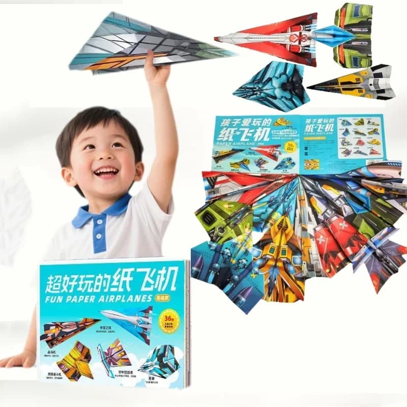36Pcs Full Color DIY Origami Airplane Paper Craft Kit, Hands-On Ability Training Puzzle Toy, Birthday Party Favor Gift