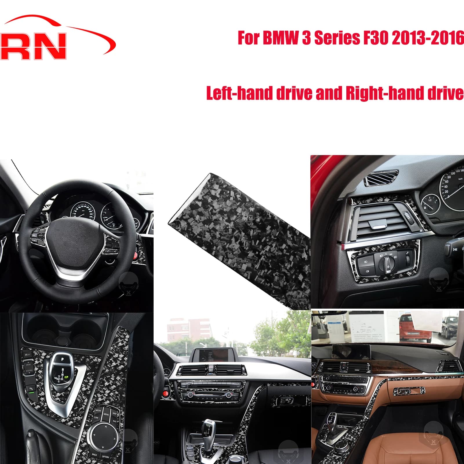 Per BMW Serie 3 F30 2013-2016 Modificato Forgiato In Fibra di Carbonio Volante Dell'automobile Gear Navigazione Pannello Anteriore Adesivo Interno