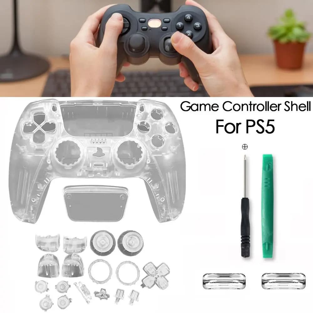 Set completo custodia Shell con pulsanti Touchpad Cover, piastre di ricambio personalizzate trasparenti per Controller PS5