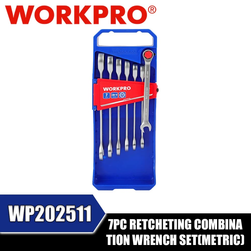 WORKPRO WP202511 Set of 7 Keys Combined with Crychet (Metric) Accessories for Electric Tools