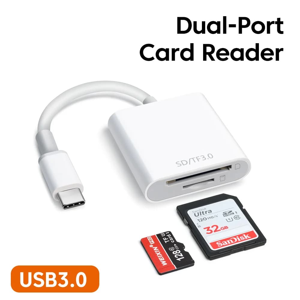 Elough Adattatore per lettore di schede 2 in 1 Lettore di schede di memoria multifunzione da tipo C a SD/TF OTG per iPhone 15 16 Huawei Tablet PC portatile