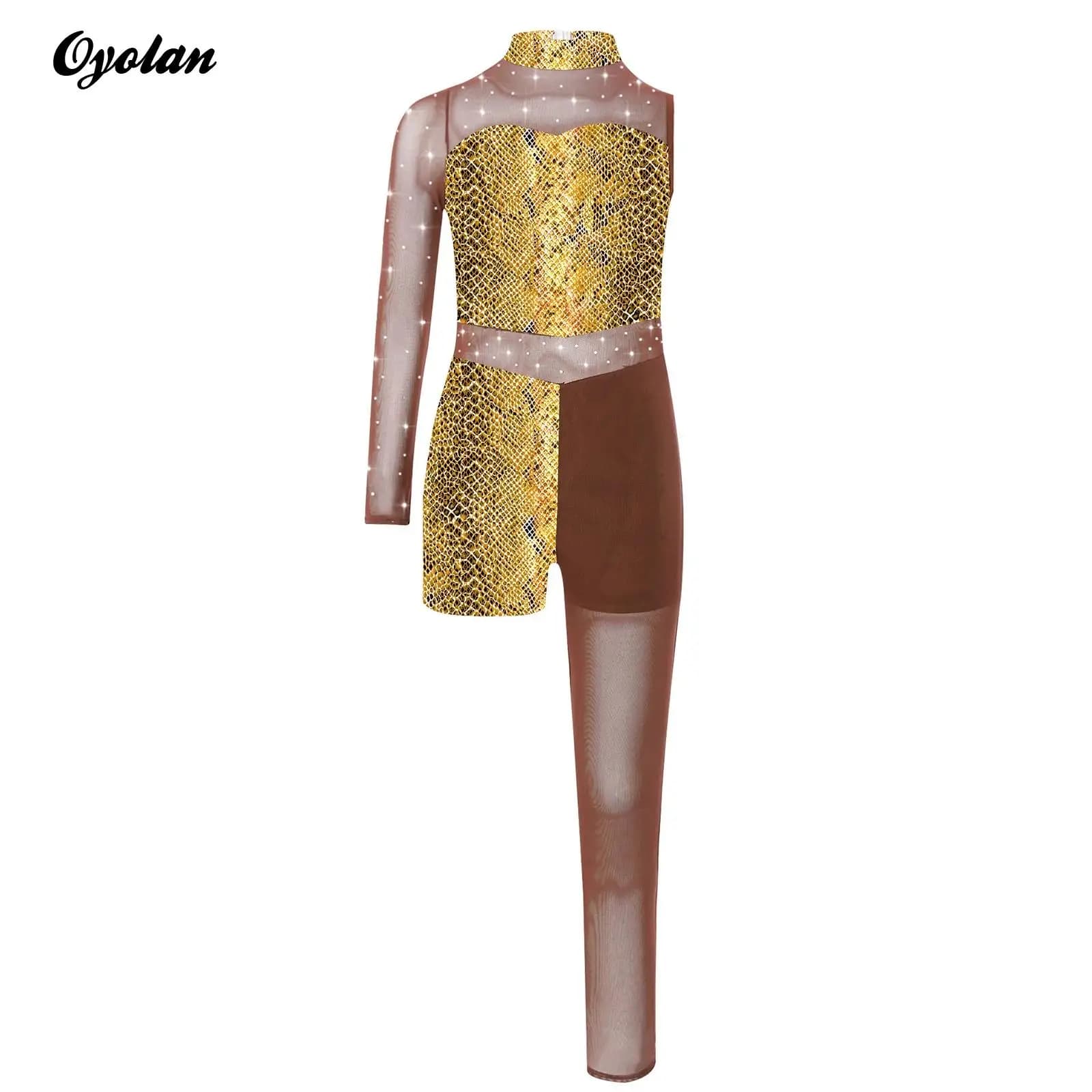 Collant da balletto per ginnastica per bambina, body con strass lucidi, tuta da pattinaggio di figura, costume da ballo in jersey da balletto stampato
