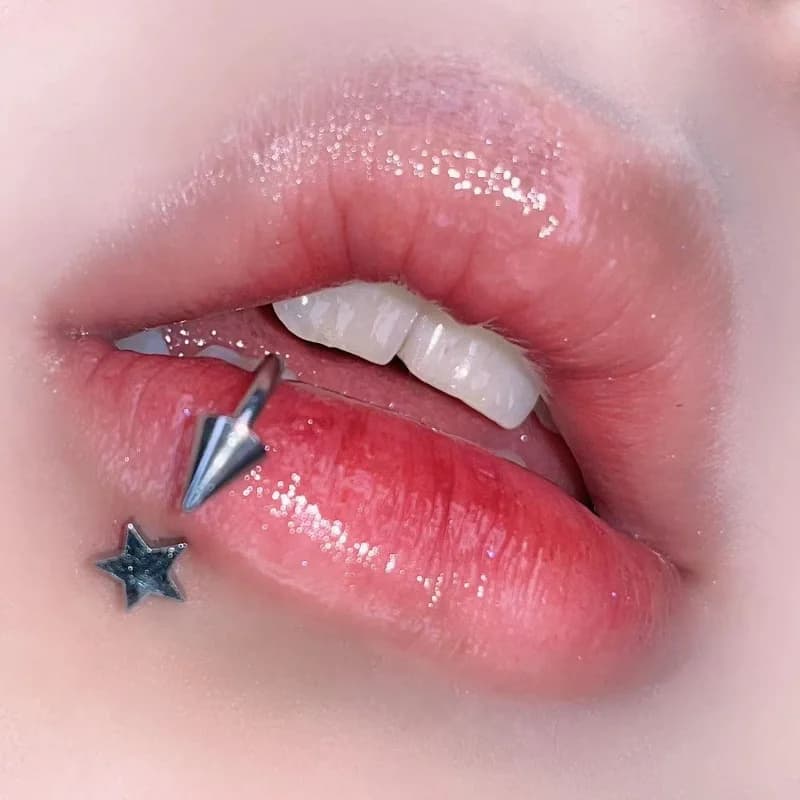 1 pz stella a cinque punte Piercing al labbro cono anello labbro in acciaio inox ferro di cavallo C Sharp Vertical Labret Snake Bites Body Piercing