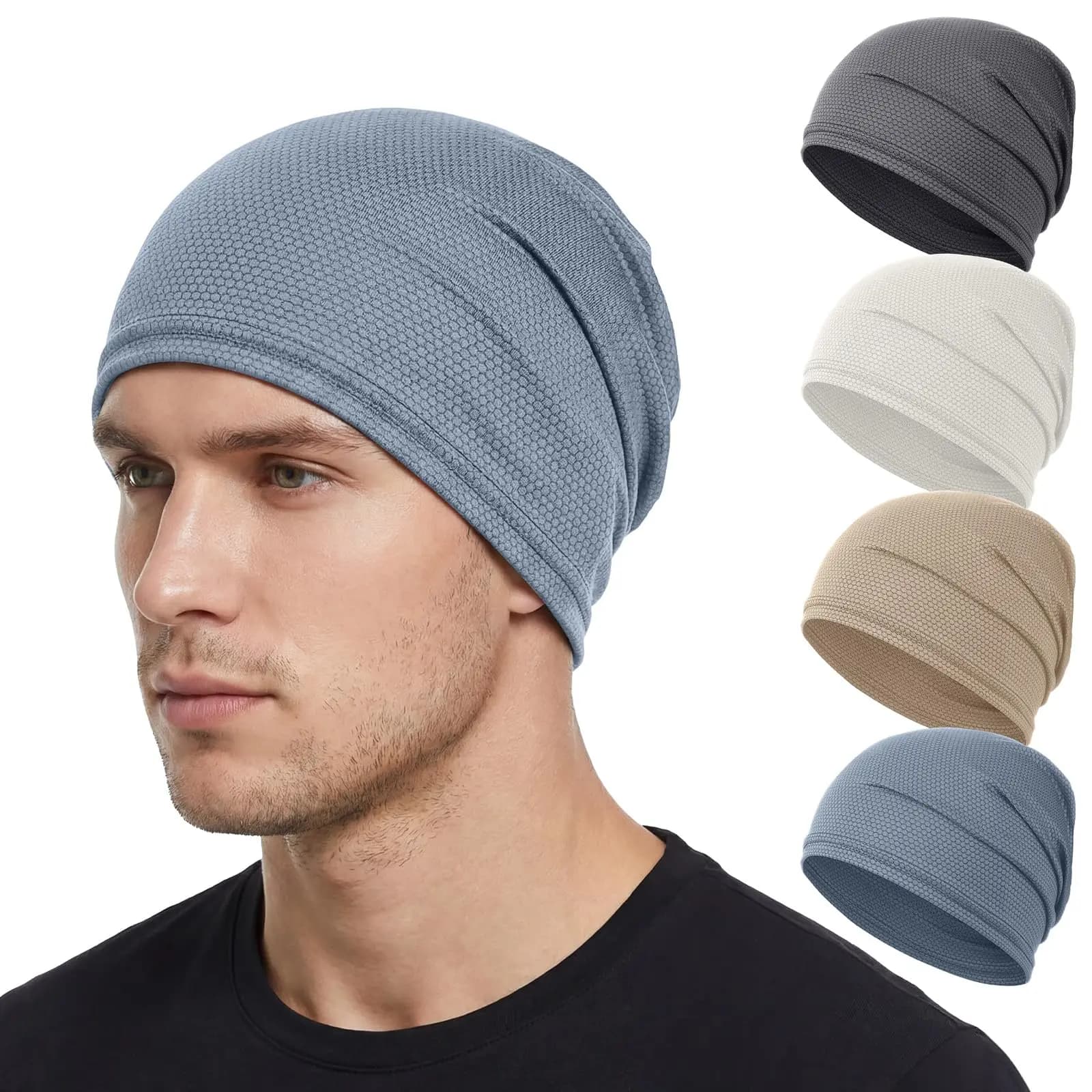 2 Pezzi Cappellino Rinfrescante per Uomo e Donna, Sottocasco Traspirante ad Asciugatura Rapida, Cappello Antisudore per Ciclismo, Corsa e Sport
