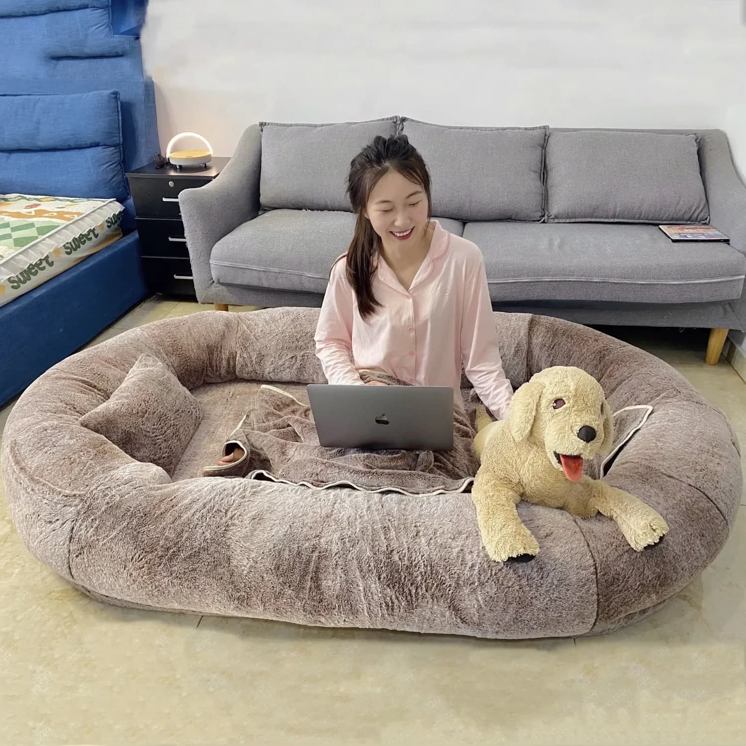 Letto per Animali Domestici Extra Large Premium, Divano per Umani e Cani, Letto Lavabile per Cani Pigri, Letto Grande per Gatti e Cani, Letti per Cani di Taglia Grande