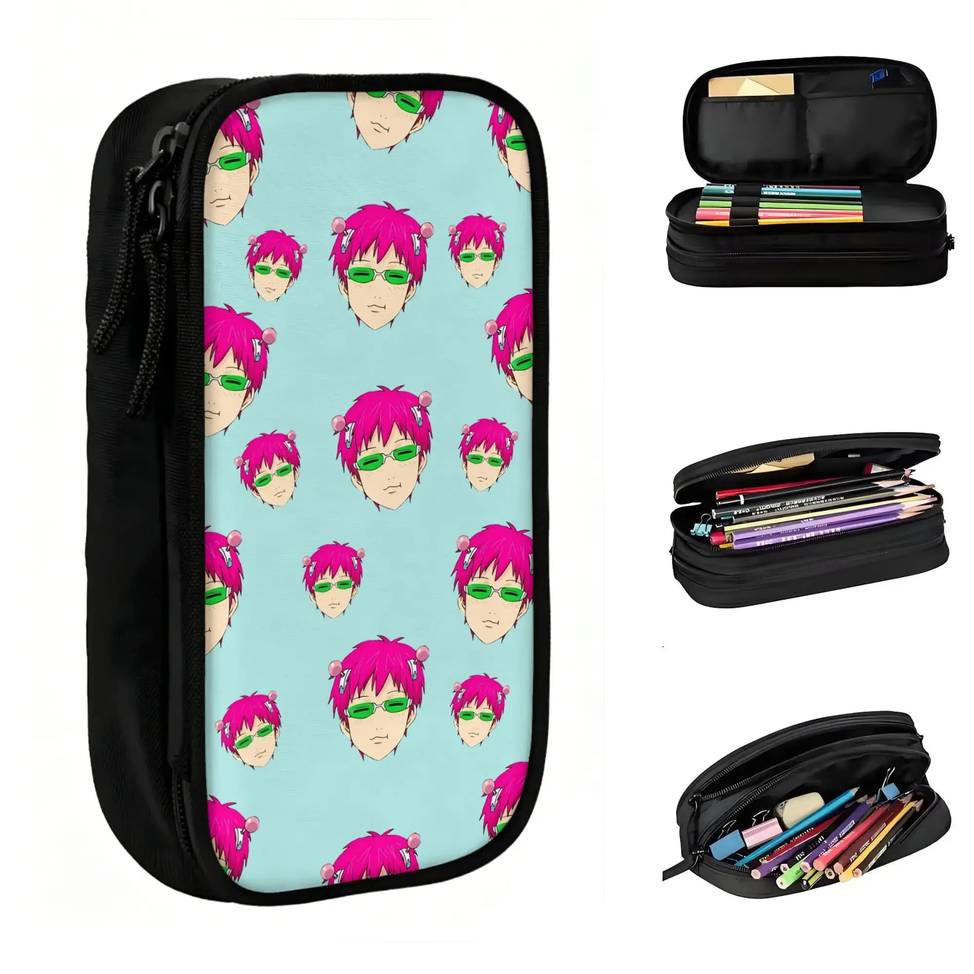 Custom Cute S-Saikies K Movie Powerful Pencil Cases for Boys Girls Large Storage Manga Pencil Pouch School Accessories