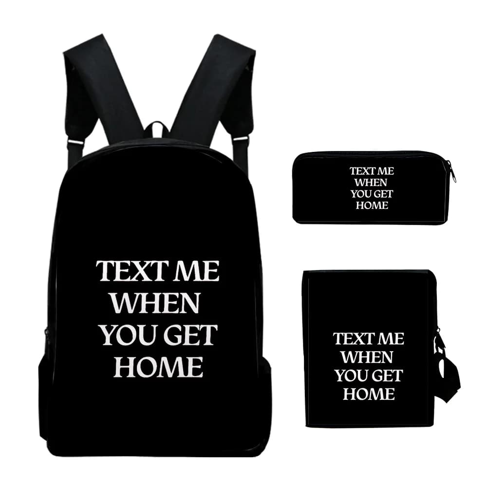 Scrivimi creativamente quando sei a casa - Set 3 Pezzi: Zaino Scolastico 3D, Borsa a Tracolla Inclinata e Astuccio per Laptop