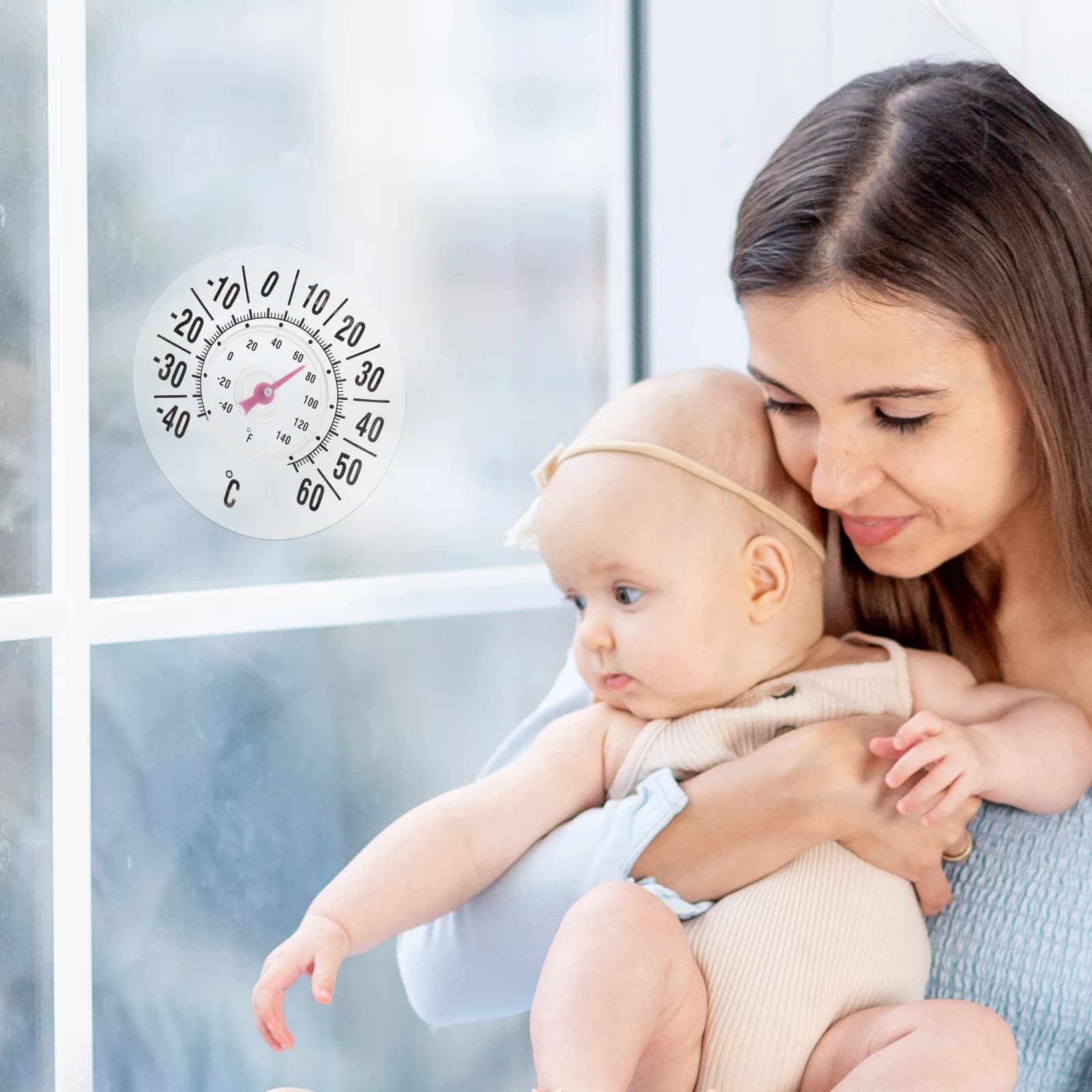 Termometro per assorbimento delle finestre per interni Adesivo per finestre per camera dei bambini Termometri Ventosa Monitor della temperatura della stanza del bambino Strumento meteorologico