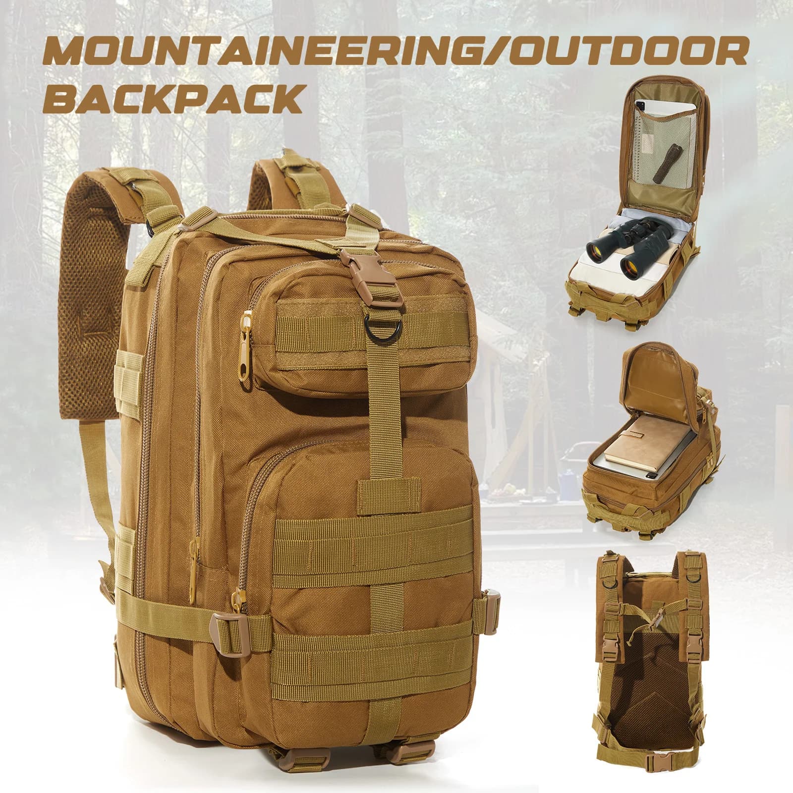Zaino da viaggio per escursionismo all'aperto da 35 litri Zaino da campeggio e arrampicata Zaino militare mimetico militare Zaino tattico per sport all'aria aperta
