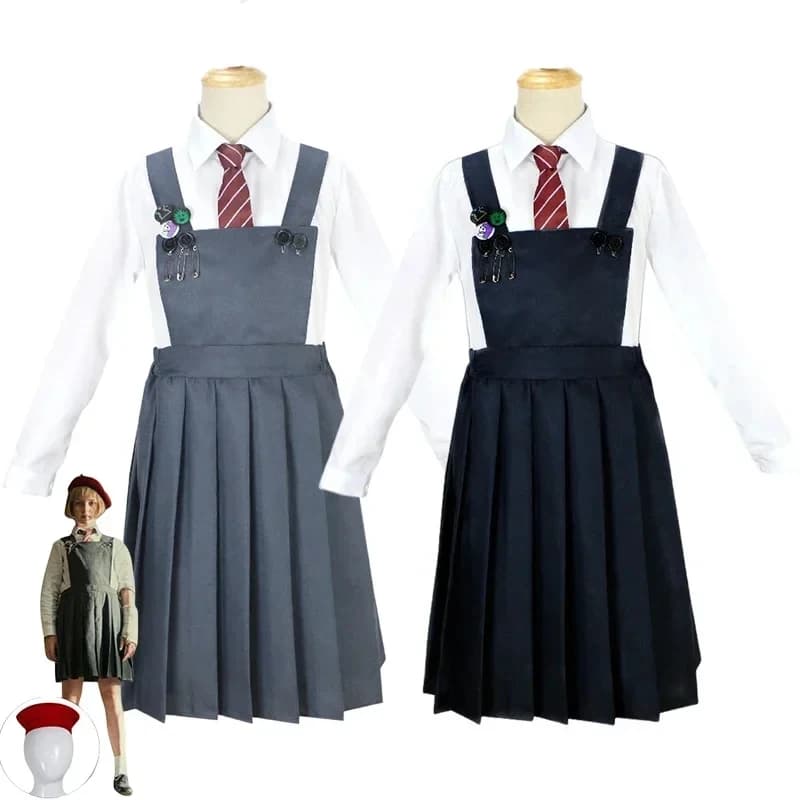 ABC123Costume da cosplay di Roald Dahl's The Musical Hortensia Matilda, gonna con bretelle, costumi di Halloween e Carnevale s,3'f.5;j.8