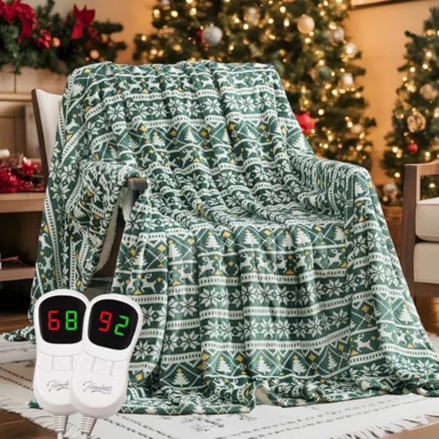 Coperta riscaldata elettrica Queen Size - Coperta riscaldante 84"x90" con 10 livelli di calore veloci 8 ore di spegnimento automatico Flanella ultra morbida e accogliente