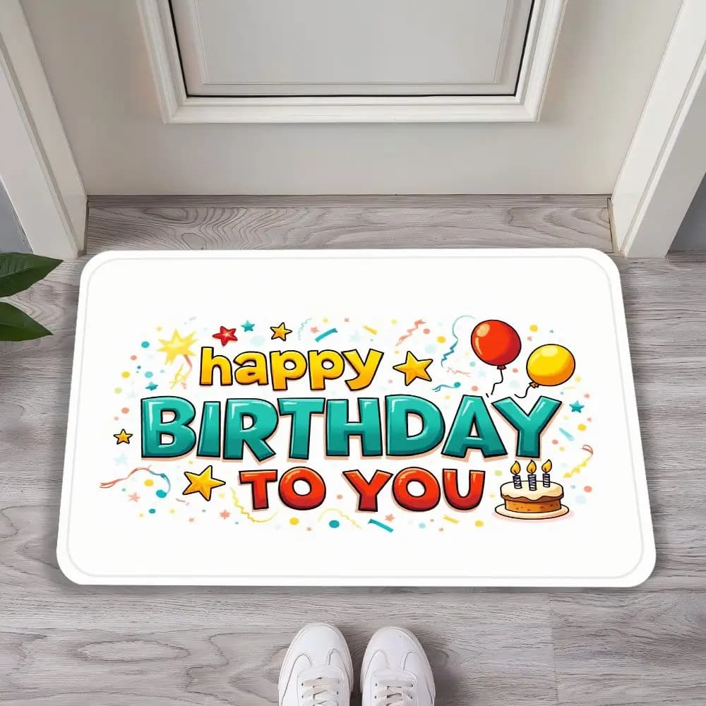 "Tappeto in velluto di cristallo di buon compleanno: tappetino morbido e festivo, arredamento per feste antiscivolo, regalo perfetto per le celebrazioni"