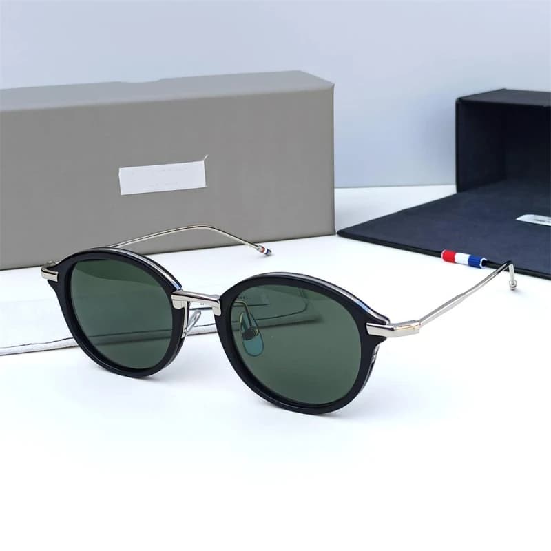 Brand Design Men's Polarized Sunglasses Retro Round Alloy Acetate UV400 Sunglass Women Outdoor Driving Eyewear Shade TB011