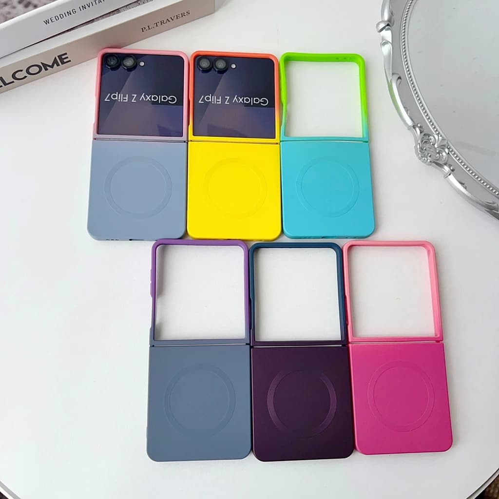 Fashionable Two-tone Color Block Magnetic Wireless Charging Phone Case for Samsung Galaxy Z Flip 7 6 5 4