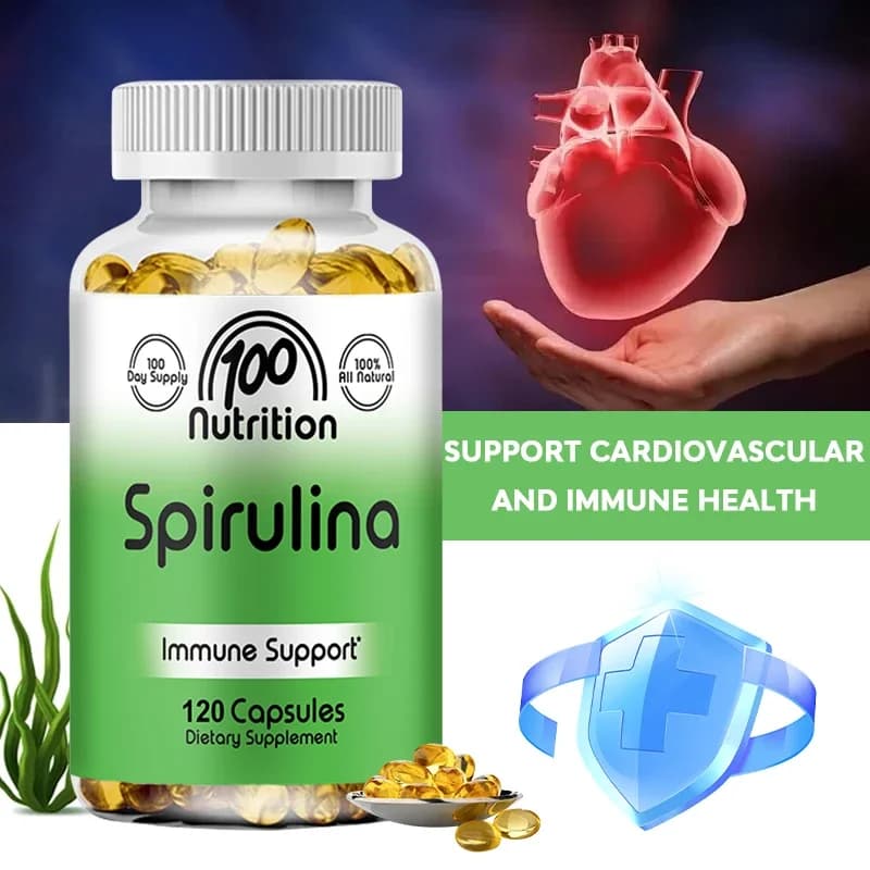 2000 Mg organic spirulina supplement: helps detoxification, immune system, cardiovascular, antioxidants, vitamins B