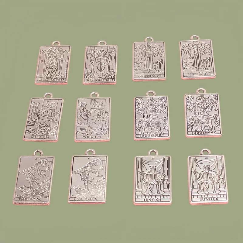 12 pz Argento Misto Placcato Strega Divinazione Tarocchi Carta Ciondolo In Lega FAI DA TE Pendenti E Ciondoli Collana Bracciale Gioielli Artigianato Che Fanno A2316
