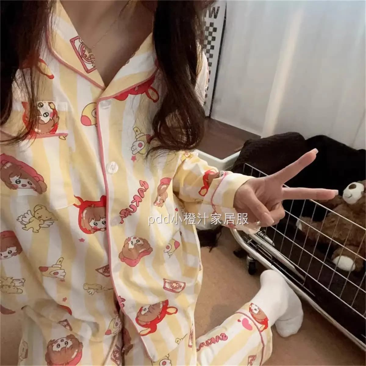 KINOMOTO SAKURA Pigiama Cosplay Completo Cartoon Camicia da notte Abbigliamento per il tempo libero Indumenti da notte Natale