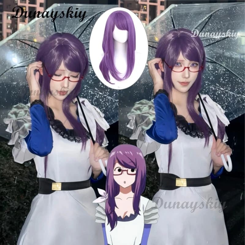 Anime Tokyo Kamishiro Rize Abito bianco a maniche lunghe Costume cosplay Parrucca Occhiali Donna adulta Abito di carnevale sexy personalizzato